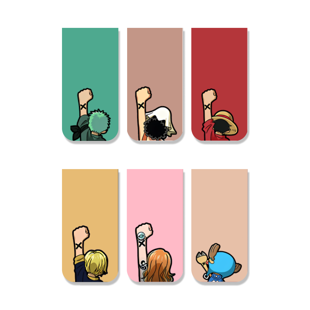 Anime Bookmarks One Piece Chibi - Set of 6 Magnetic Bookmarks