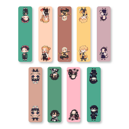 Anime Bookmarks Demon Slayer Chibi - Set of 9 Magnetic Bookmarks